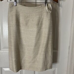 Antonio Melani Pencil Skirt Womens Size 2 Cream Crosshatch Lined Career
